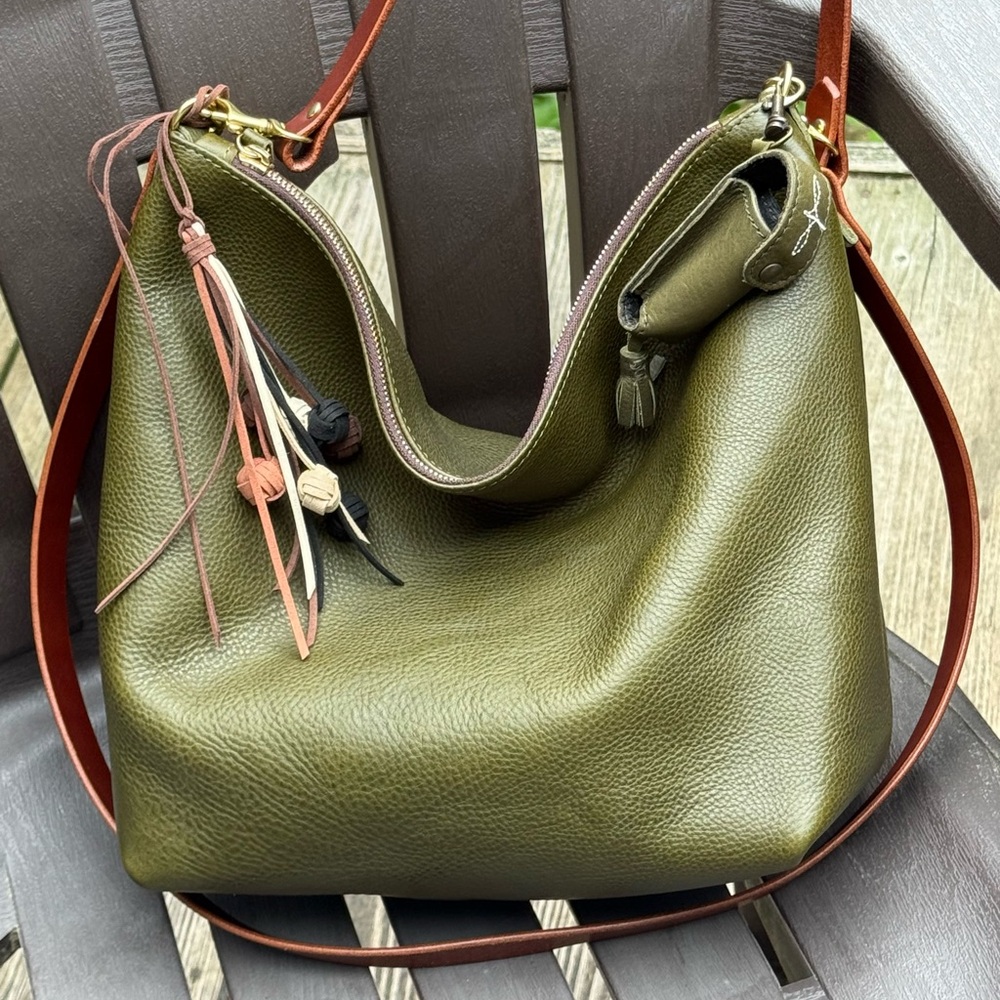 [SOLD] Juliette Rose Designs Large Slouchy Hobo in Italian Green Pebble